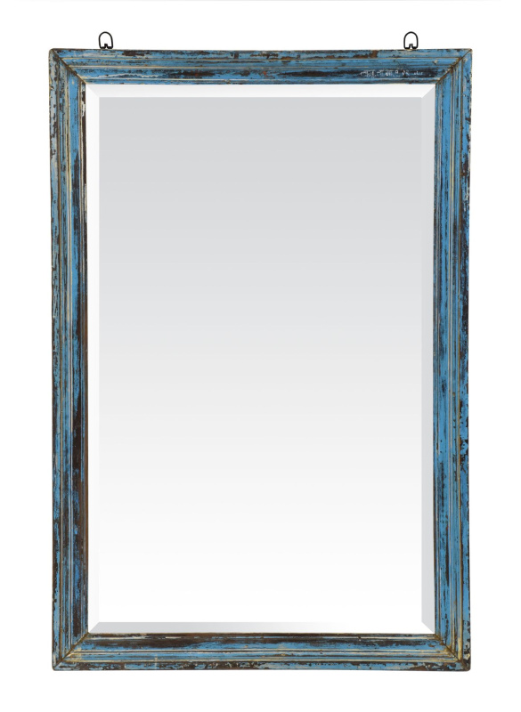 Sanu Babu Zrcadlo v rámu z teakového dřeva, tyrkysová patina, 90x3x136cm