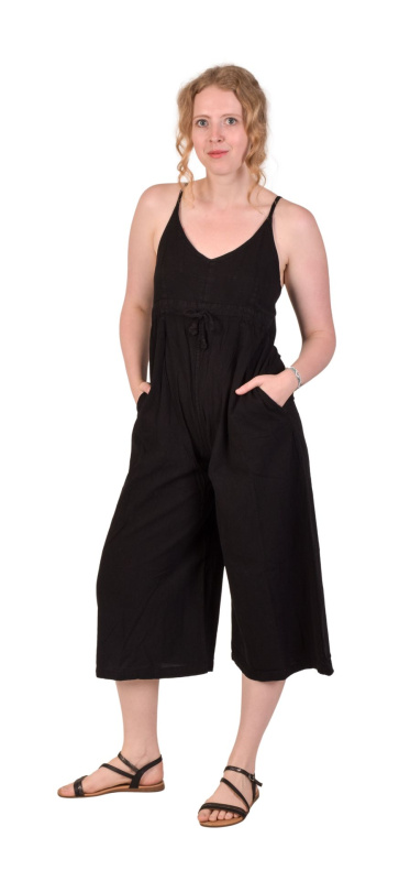 Sanu Babu Černý tříčtvrteční overal na ramínka s kapsami S/M , Černá