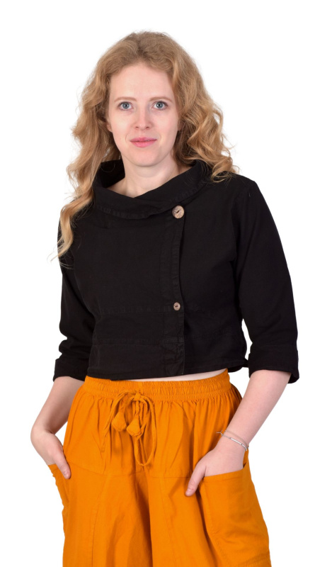 Sanu Babu Kabátek do pasu, černý, zapínání na knoflíky L/XL , Černá