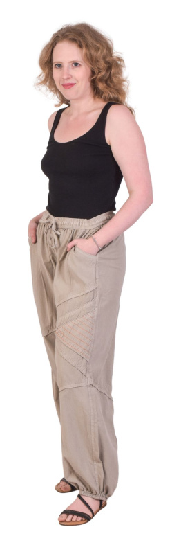 Sanu Babu Unisex balonové kalhoty bavlněné, světle šedé, kapsy, guma a šňůrka v pase M , Šedá