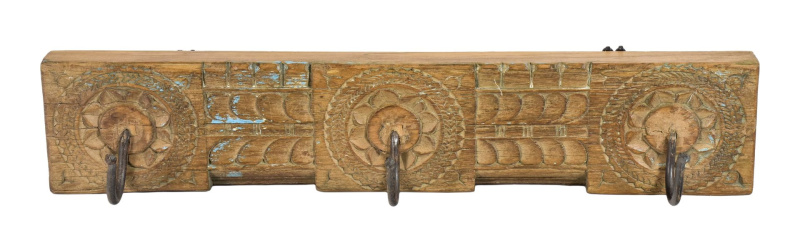Sanu Babu Věšák z teakového dřeva, ručně vyřezávaný, 66x13x12cm