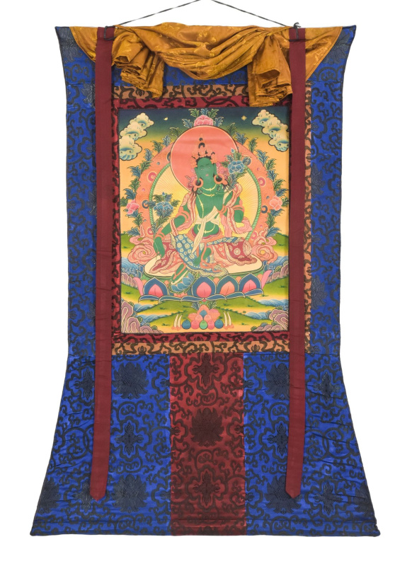 Sanu Babu Thangka, Zelená Tára, 75x110cm
