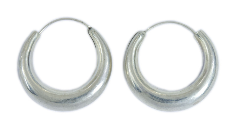 Sanu Babu Stříbrné náušnice hladké kroužky 18mm, AG 925/1000, 3g, Nepál (AG) Stříbrná