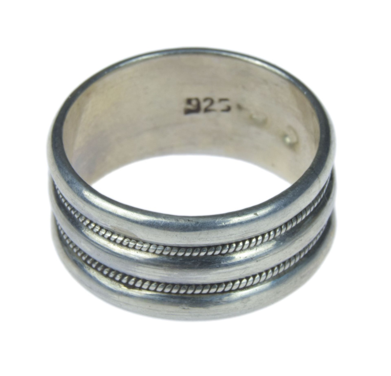 Sanu Babu Stříbrný prsten, jemně zdobený kroužek, šířka 8mm, 5g, Nepál 51 , Stříbrná