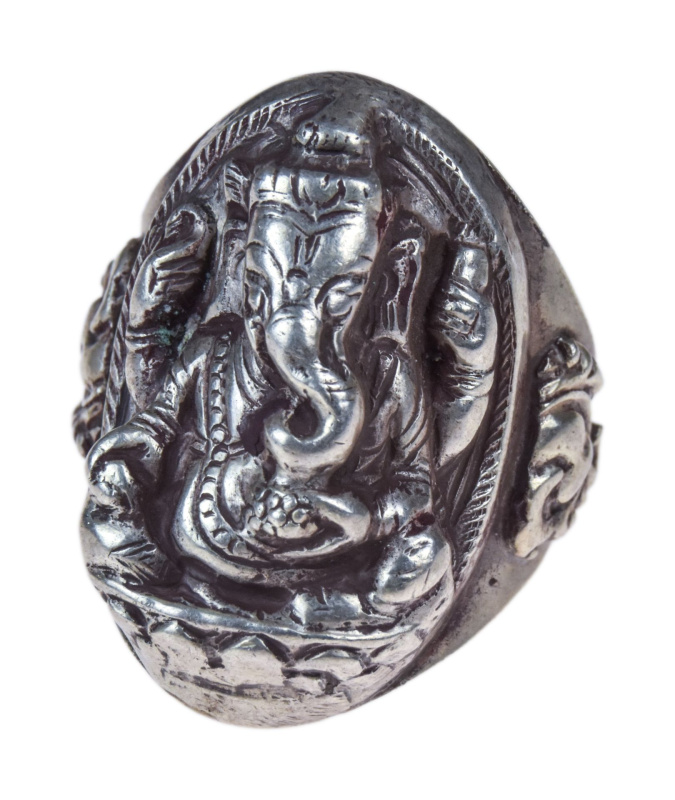 Sanu Babu Stříbrný prsten s Ganešou 31mm, 8g, AG 925/1000, Nepál 61 , Stříbrná