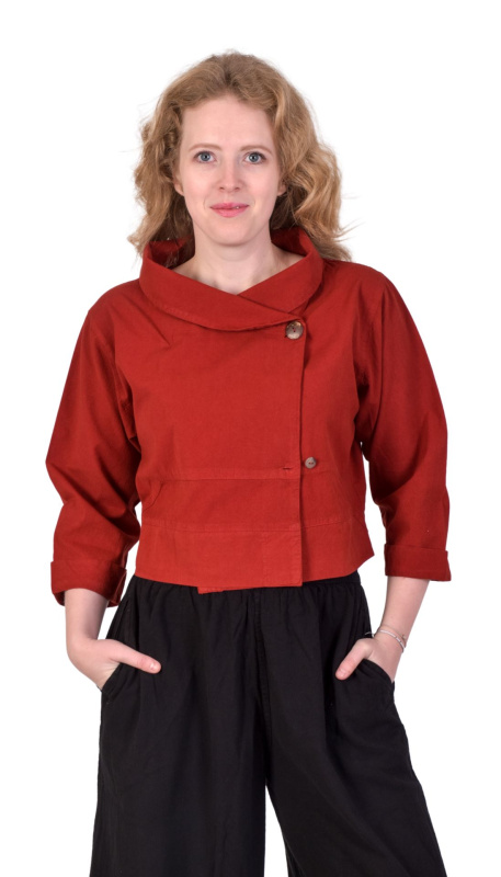 Sanu Babu Kabátek do pasu, červený, zapínání na knoflíky L/XL , Červená