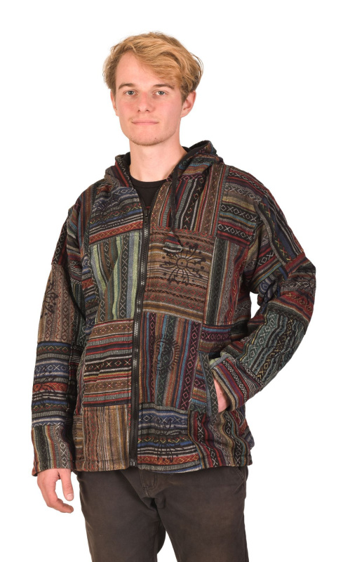 Sanu Babu Bunda s kapucí Ghari, modro-červená, podšívka, zapínání na zip a kapsy L , Modrá