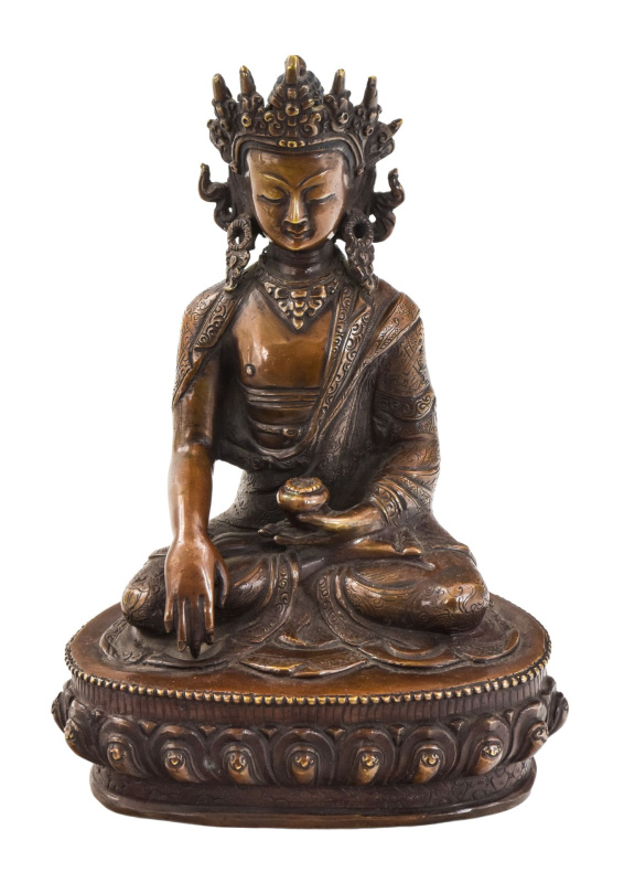 Sanu Babu Buddha Šákjamuni s korunou, mosazná soška, 23cm