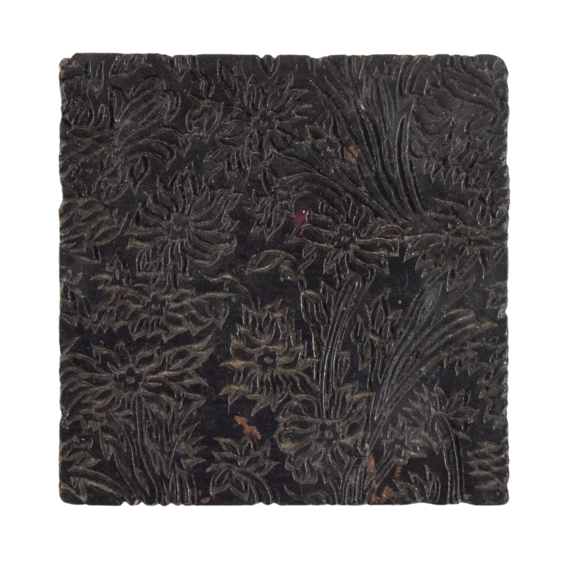 Sanu Babu Antik dřevěná raznice na tisk přehozů s indickým motivem, block print, 15x15x6cm (YA)