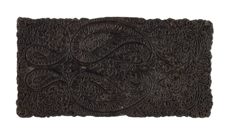Sanu Babu Antik dřevěná raznice na tisk přehozů s indickým motivem, block print, 19x6x10cm