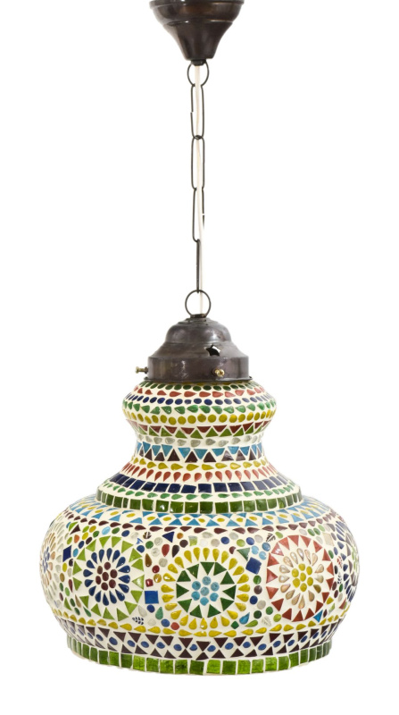 Sanu Babu Skleněná mozaiková lampa, multibarevná, ruční práce, 24x35cm