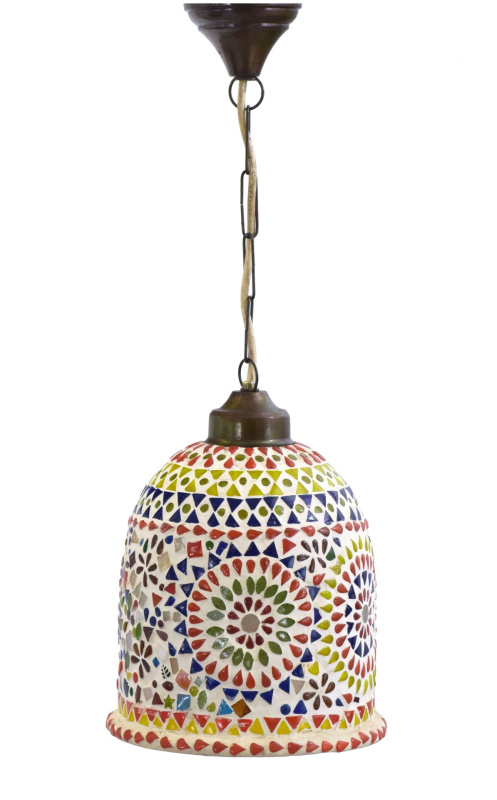 Sanu Babu Skleněná mozaiková lampa, barevná, průměr 20cm, výška 26cm