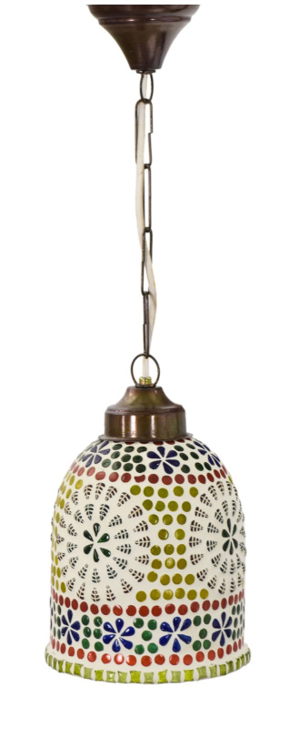 Sanu Babu Skleněná mozaiková lampa, ruční práce, barevná, prům. 14cm, výška 20cm (7E)