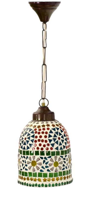 Sanu Babu Skleněná mozaiková lampa, ruční práce, barevná, prům. 14cm, výška 20cm (7F)