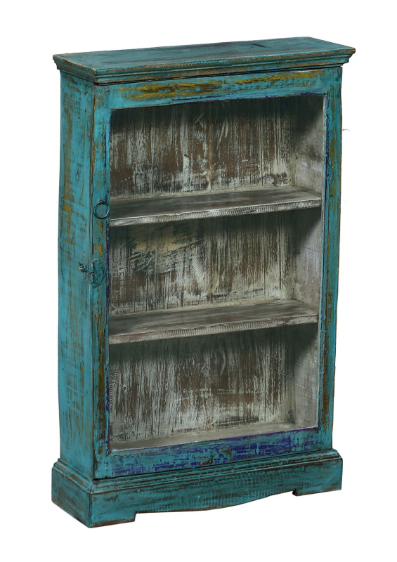 Sanu Babu Stará prosklená skříňka z teakového dřeva, 47x16x75cm