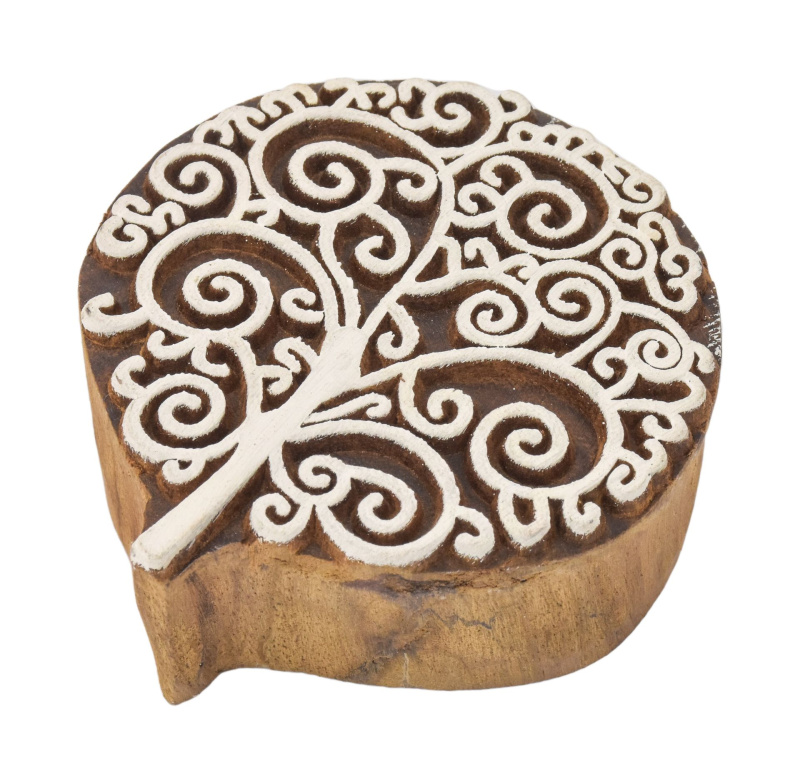 Sanu Babu Vyřezávané razítko "Strom života", palisandr, 6x6cm