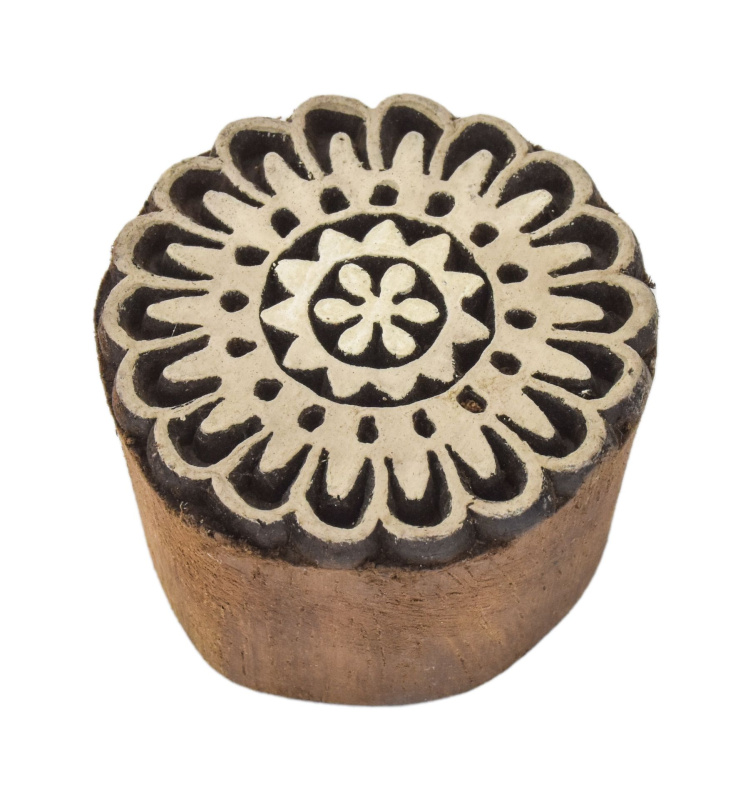 Sanu Babu Vyřezávané razítko mandala, palisandr, 4cm
