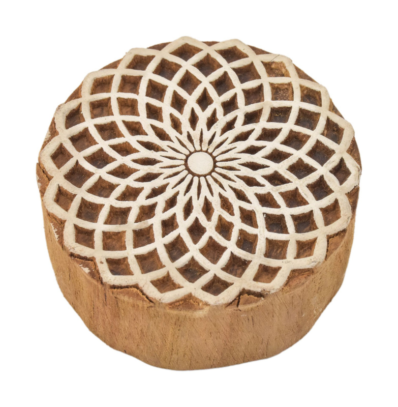 Sanu Babu Vyřezávané razítko Mandala, palisandr, 6,5cm