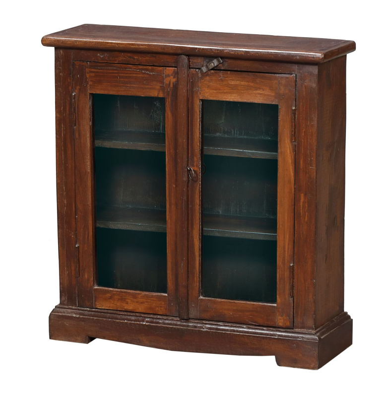 Sanu Babu Stará prosklená skříňka z teakového dřeva, 62x20x65cm