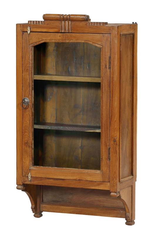 Sanu Babu Stará prosklená skříňka z teakového dřeva, 47x22x90cm