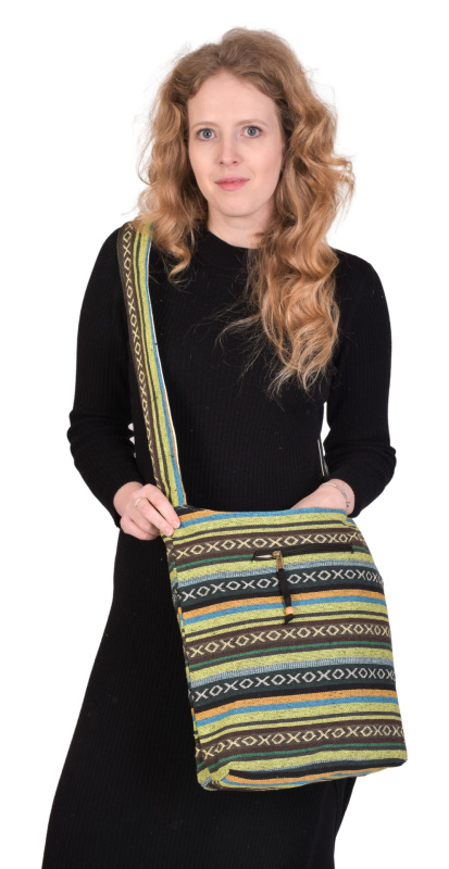 Sanu Babu Taška přes rameno, "ghari proužky", zavírání na zip, 38x38cm, výška ucha 56cm (1A)