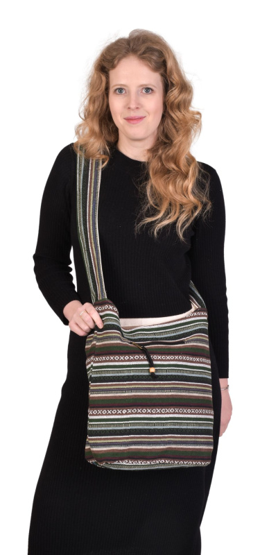 Sanu Babu Taška přes rameno, "ghari proužky", zavírání na zip, 38x38cm, výška ucha 56cm (1C)