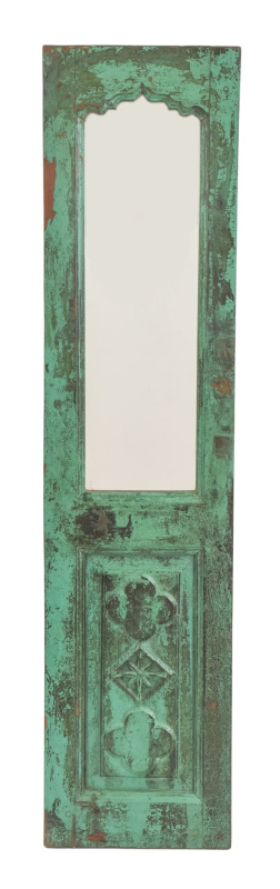 Sanu Babu Zrcadlo v rámu z teakového dřeva, vyrobené ze starých dveří, 30x3x128cm (7D)