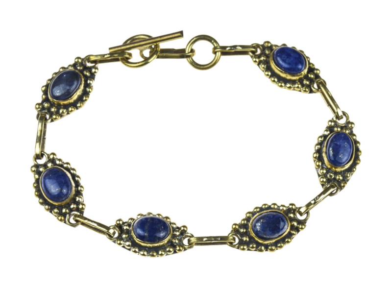 Sanu Babu Náramek s polodrahokamy, lapis lazuli, délka 18cm