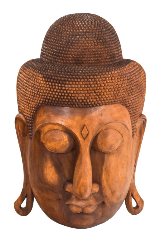 Sanu Babu Maska Buddha ze dřeva stromu Suar, 102cm (4D)