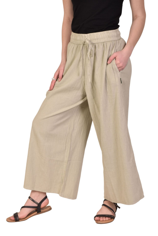 Sanu Babu Pohodlné volné šedé tříčtvrteční kalhoty, guma v pase a kapsy S/M , Šedá