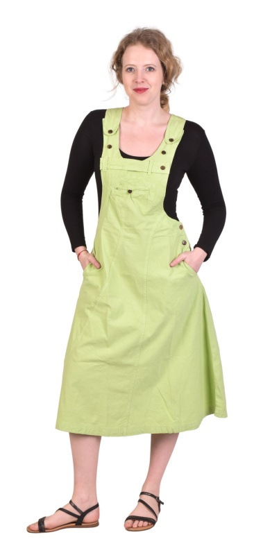 Sanu Babu Šaty s laclem na knoflíky, pistáciově zelené, midi délka, kapsy L/XL , Zelená
