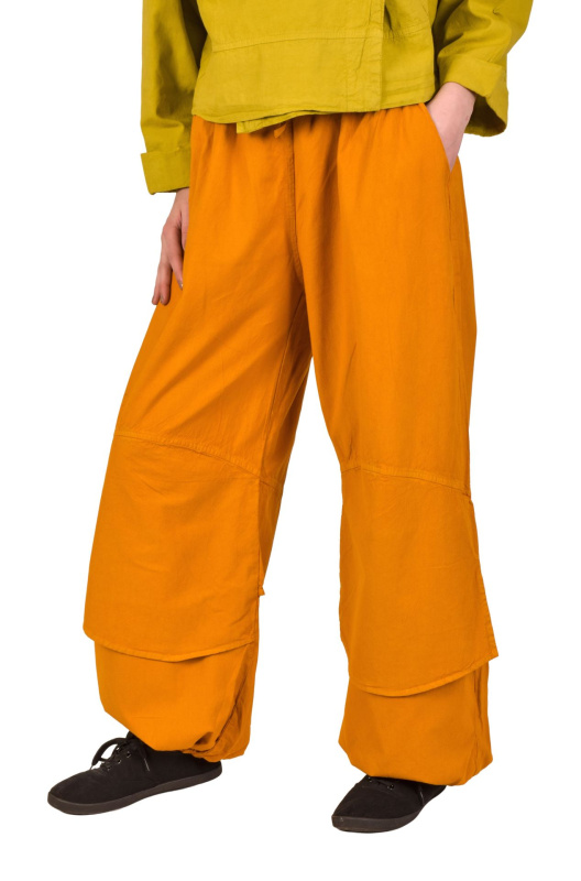 Sanu Babu Dlouhé balónové kalhoty, široké nohavice a kapsy, medově žluté, guma v pase L , Žlutá