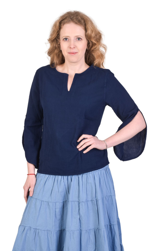 Sanu Babu Halena s tříčtvrtečním rukávem, tmavě modrá, bavlna L/XL , Modrá