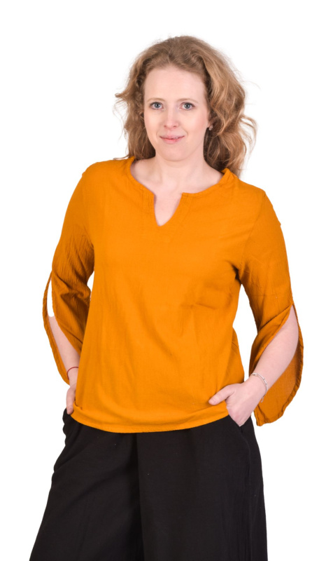Sanu Babu Halena s tříčtvrtečním rukávem, medově žlutá, bavlna L/XL , Žlutá
