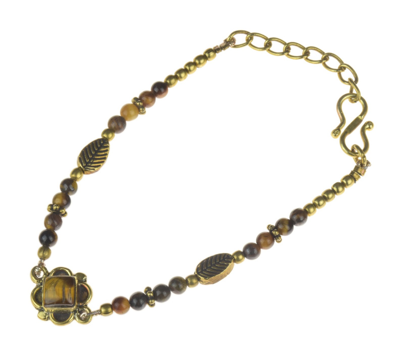 Sanu Babu Náramek s polodrahokamy, tygří oko, délka 19cm (01)