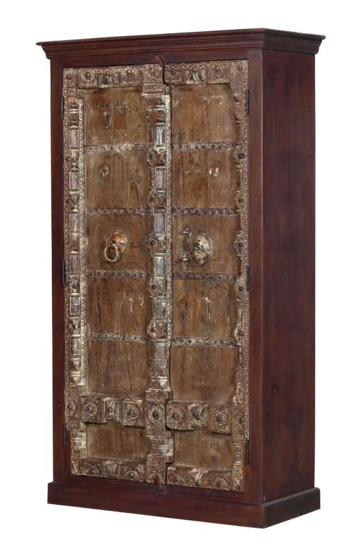 Sanu Babu Skříň z mangového dřeva, staré teakové dveře, 120x52x211cm
