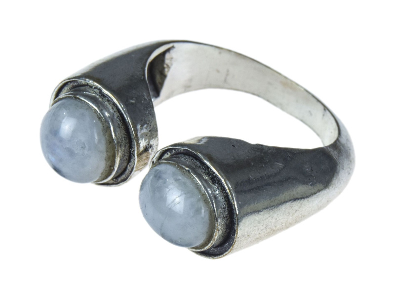Sanu Babu Prsten s polodrahokamem, měsíční kámen, 10mm, postříbřený 57