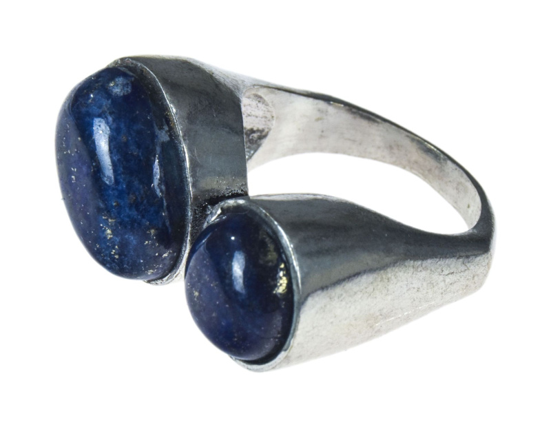 Sanu Babu Prsten s polodrahokamem, lapis lazuli, 13mm, postříbřený 55