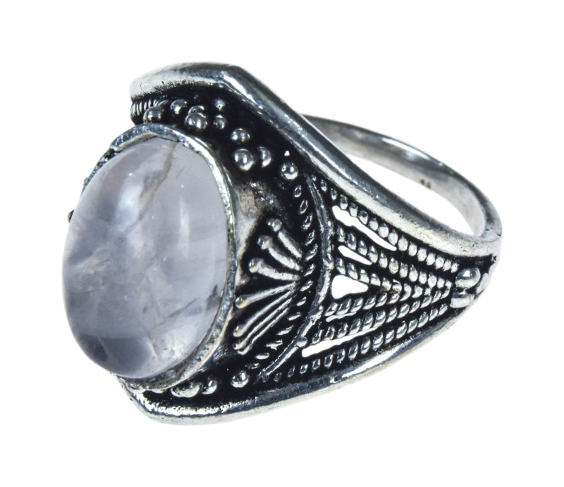 Sanu Babu Prsten s polodrahokamem, růženín, 22mm, zdobený, postříbřený 63