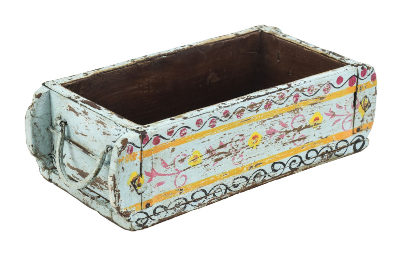 Sanu Babu Truhlík pod květináč z teakového dřeva, ručně malovaný, 31x15x10cm (RC)