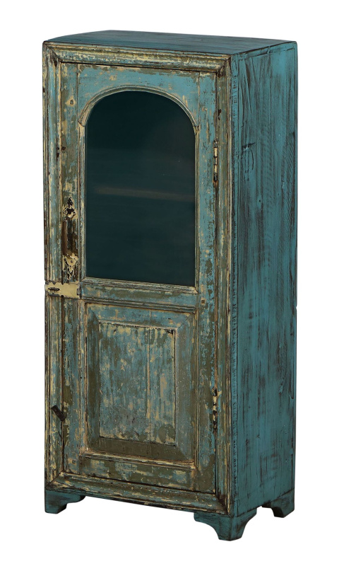 Sanu Babu Stará prosklená skříňka z teakového dřeva, 42x26x95cm