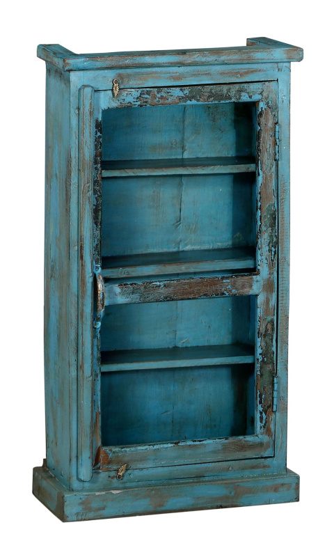 Sanu Babu Stará prosklená skříňka z teakového dřeva, 46x19x84cm