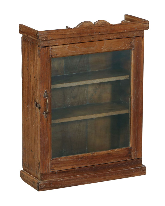 Sanu Babu Stará prosklená skříňka z teakového dřeva, 48x18x65cm