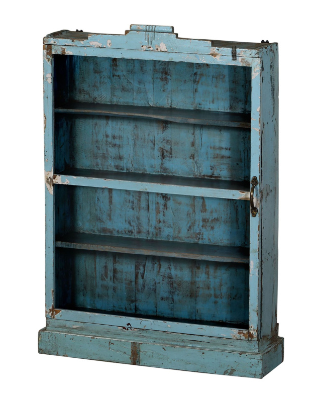 Sanu Babu Stará prosklená skříňka z teakového dřeva, 64x18x91cm