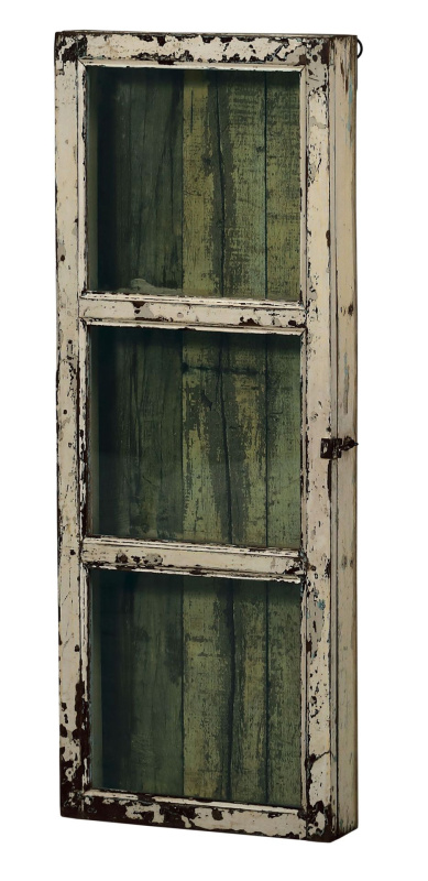 Sanu Babu Stará prosklená skříňka z teakového dřeva, 41x11x109cm