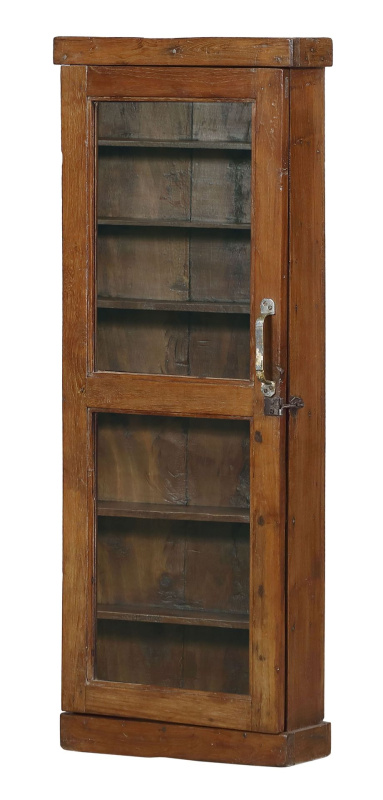 Sanu Babu Stará prosklená skříňka z teakového dřeva, 43x15x112cm