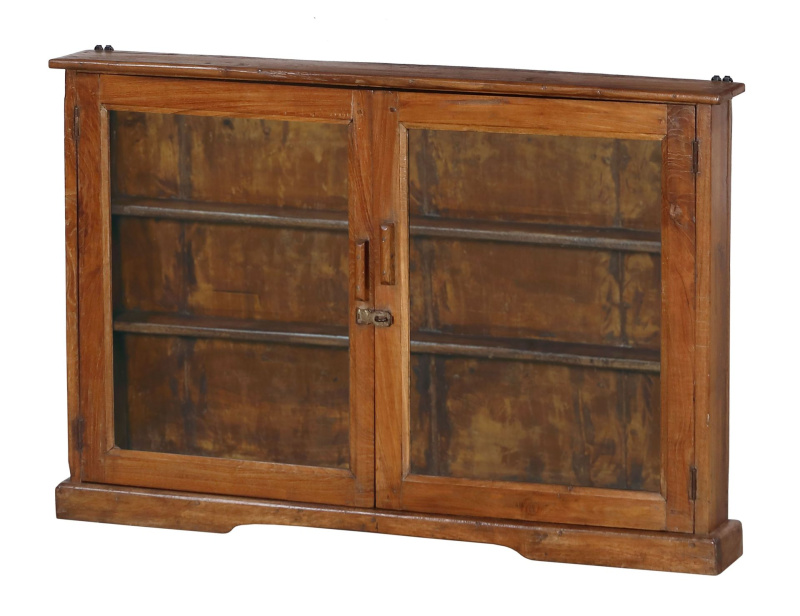 Sanu Babu Stará prosklená skříňka z teakového dřeva, 96x12x63cm