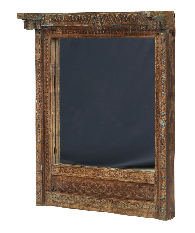 Sanu Babu Zrcadlo v rámu ze starého teakového dřeva, 54x15x66cm (6Q)