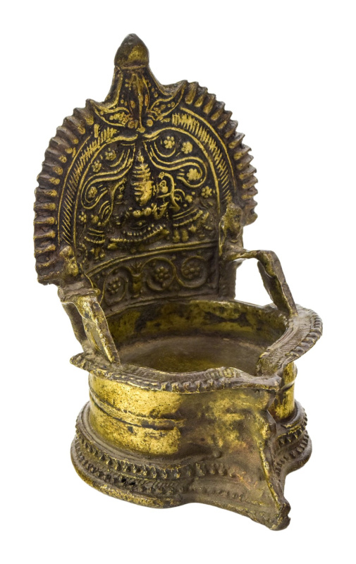 Sanu Babu Mosazná olejová lampa, tribal art, 9x9x14cm