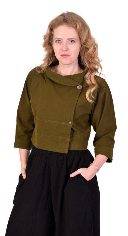Sanu Babu Kabátek do pasu, khaki, zapínání na knoflíky FREE , Zelená